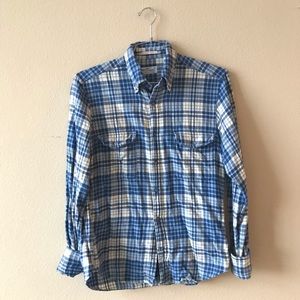 GANT rugger winter flannel. Blue plaid. Small.